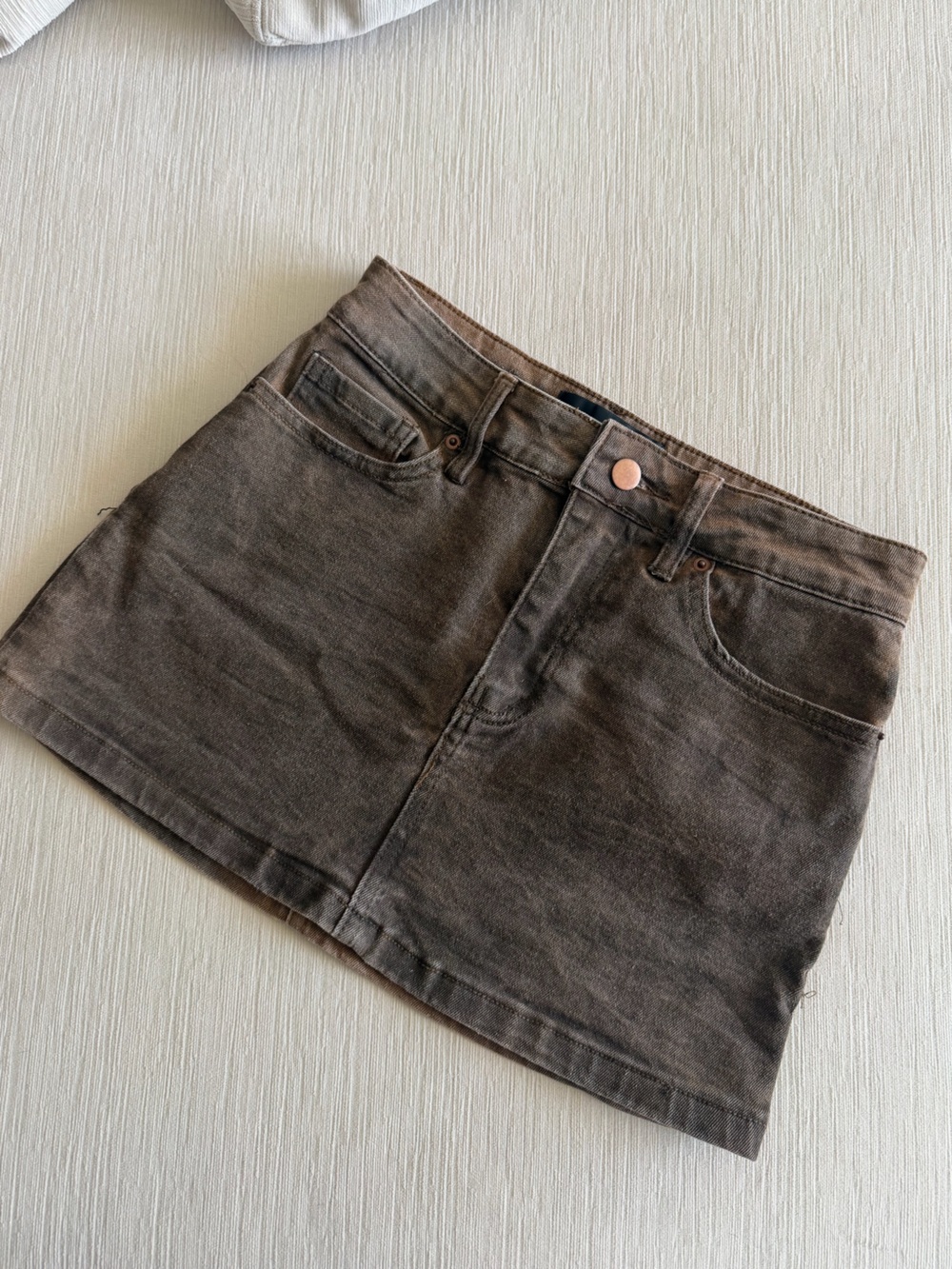 Fashion nova brown denim mini skirt XS